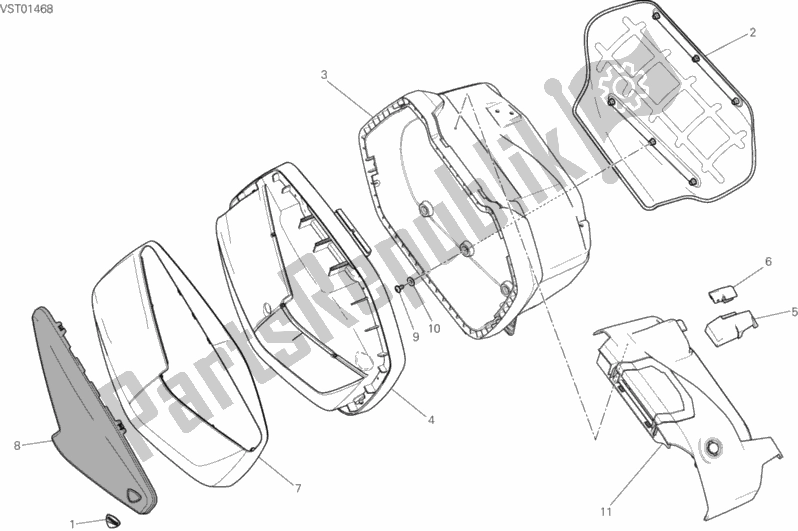 Toutes les pièces pour le Sacoche Droite du Ducati Multistrada 1200 S Touring 2016